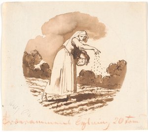 Femme semant des graines. Composition circulaire - Nicolai Abildgaard