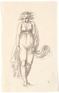 Figure féminine de face, avec les vêtements pressés comme par le vent - Nicolai Abildgaard
