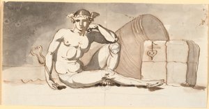 Mercure, assis près de balles de marchandises. Allégorie du commerce - Nicolai Abildgaard