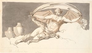 La Nuit, une femme reposant avec des ailes de chauve-souris