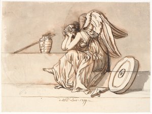 Némésis se couvre les yeux de chagrin. Allégorie sur le bannissement de P.A. Heiberg - Nicolai Abildgaard
