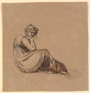 Femme assise avec le coude appuyé sur le genou droit - Nicolai Abildgaard