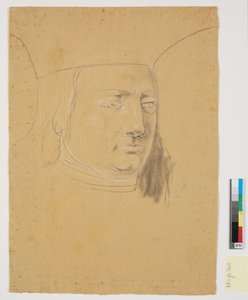 Étude de la tête de Christian I sur Christian I élève Holstein au rang de duché - Nicolai Abildgaard