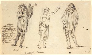 Trois figures masculines. Celui à gauche ressemble à la figure de Braga sur la feuille précédente - Nicolai Abildgaard