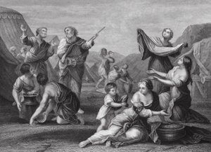La Chute de la manne, Exode, Ch 16, vs 14, 24 (gravure)