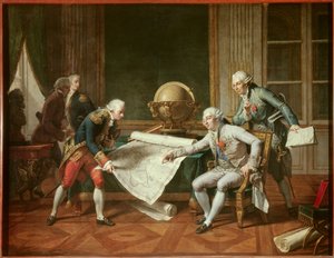 Le roi de France Louis XVI (1754-1793) donnant des instructions au capitaine Jean-François Galaup, comte de La Pérouse
