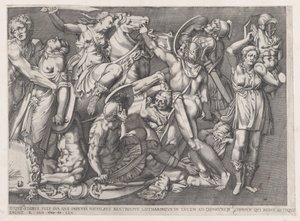 Speculum Romanae Magnificentiae: Bataille des Amazones, 1559 - Nicolas Beatrizet