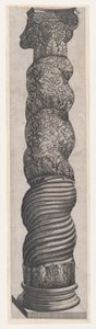 Speculum Romanae Magnificentiae : Colonne grotesque en spirale à Saint-Pierre, 16e siècle