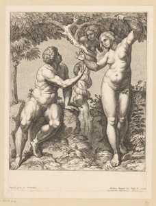 Adam et Ève tentés par le serpent
