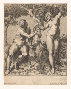 Adam et Ève tentés par le serpent