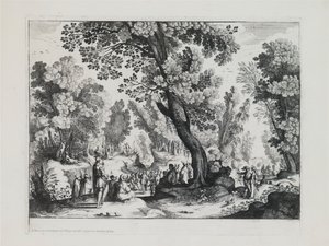 Paysage boisé avec le sermon de Saint Jean-Baptiste - Nicolas Cochin