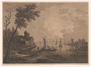 Paysage avec bateaux de pêche