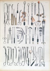 Instruments chirurgicaux pour les opérations des amygdales, planche de 