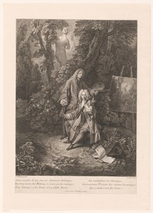 Deux hommes galants dans un paysage de parc