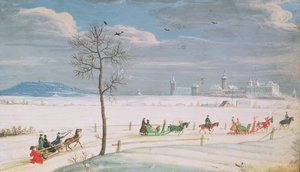 Paysage enneigé allemand avec traîneaux