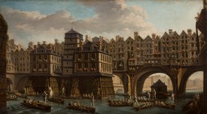 Joutes de marins, entre le Pont Notre-Dame et le Pont-Au-Change, Paris - Nicolas Jean Baptiste Raguenet
