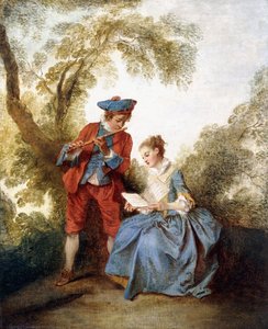 Un couple faisant de la musique dans un paysage