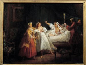 Contes de Jean de La Fontaine : Le Gascon puni. Peinture sur cuivre de Nicolas Lancret (1690-1743) - Nicolas Lancret