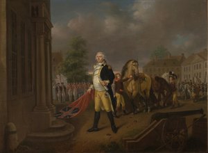 Le général Humphreys remettant les étendards pris à Yorktown au Congrès, Philadelphie - Nicolas Louis Albert Delerive