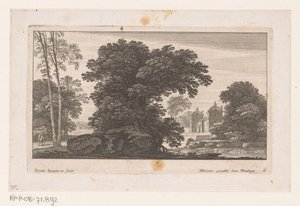 Paysage avec arbres et manoir