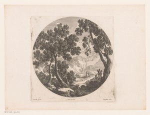 Paysage avec bergers derrière un troupeau - Nicolas Perelle