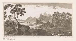 Paysage avec des bergers près de vaches buvant - Nicolas Perelle