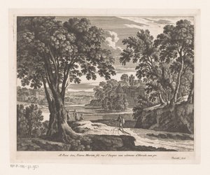 Paysage avec rivière et promeneurs - Nicolas Perelle