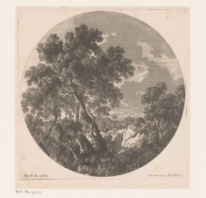 Paysage avec deux figures suivant un animal de bât