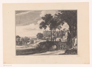 Paysage avec des promeneurs