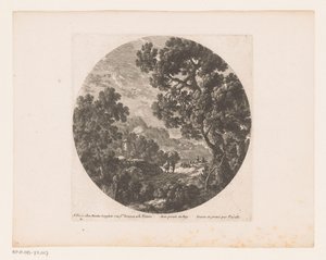 Paysage avec des promeneurs et des bergers avec un troupeau - Nicolas Perelle