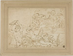 Scène avec les nymphes et le satyre - Nicolas Pierre Loir