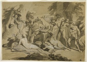 Silencieux ivre Satyre et nymphes