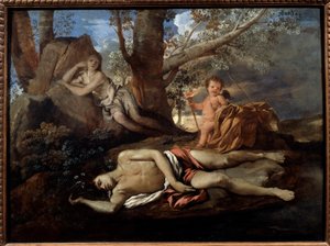 Écho et Narcisse illustration pour la légende qui a inspiré Ovide dans « Les Métamorphoses ». Peinture de Nicolas Poussin (1594-1665) XVIIe siècle Paris - Nicolas Poussin