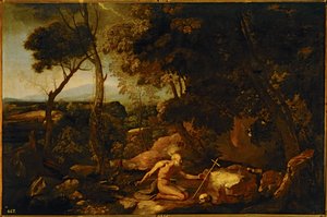 Paysage avec Saint Jérôme ... (peinture sur toile) - Nicolas Poussin