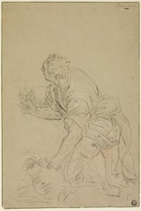 Homme agenouillé avec une cruche (recto) ; homme debout (verso) - Nicolas Poussin