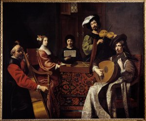 Musique baroque : « Le concert » Musiciens jouant des instruments à cordes - Nicolas Tournier