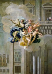 La Renommée portant les armoiries de la maison de Harrach (détail)