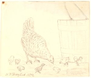 Une poule avec des poussins - Niels Skovgaard