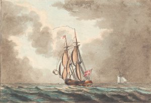Une brigantine danoise naviguant par un brouillard