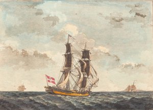 Une brigantine danoise naviguant presque vent arrière