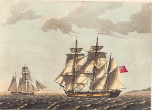 Une galéasse et un navire anglais sous le vent - Niels Truslew
