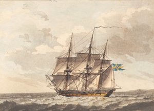 Une frégate suédoise avec des voiles réduites sous le vent - Niels Truslew