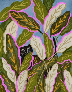 Un chat curieux parmi les feuilles - Nikita Jariwala