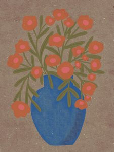 Vase rustique à motifs floraux orange - Nikita Jariwala