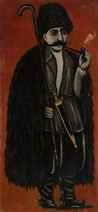 Berger en manteau de feutre sur fond rouge - Niko Pirosmani