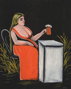 Femme avec une chope de bière