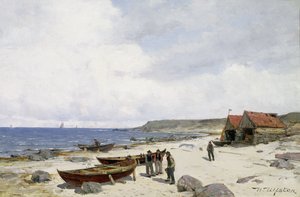 Pêcheurs sur la plage - Nikolai Martin Ulfsten