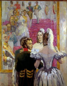 Le poète russe Alexandre Pouchkine (1799-1837) et sa femme Natalia Gontcharova au bal du palais Anichkov
