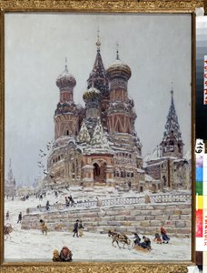 La place Rouge à Moscou avec une vue de la cathédrale Saint-Basile - Nikolay Nikanorovich Dubovskoy