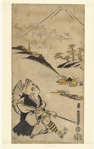 Le poète-prêtre Saigyo Hoshi regardant le mont Fuji